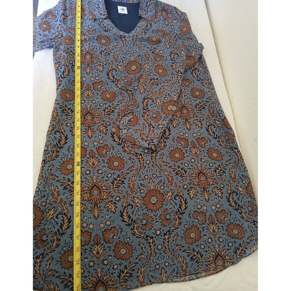 Cabi Womens Blue Floral Long Sleeve Shift Dress Size M Lightweight Bohemian - Picture 10 of 13